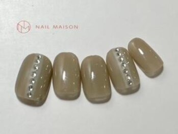 ネイルメゾン 梅田(NAIL MAISON)/ラインストーンベージュポップ