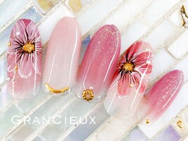 ピンク×フラワーネイル／8700円