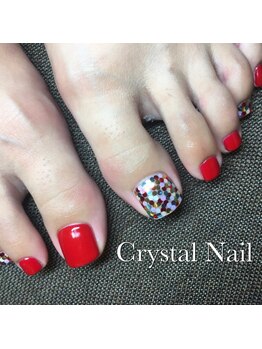 クリスタルネイル ボンベルタ橘店(CRYSTAL NAIL)/赤フットネイル