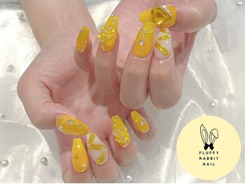 フラッフィーラビットネイル(fluffy rabbit nail)/推しネイル推し活イエローネイル
