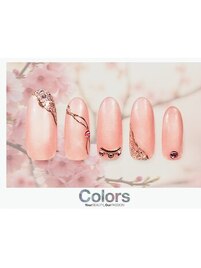 桜ニュアンス×ラメ＆ストーン