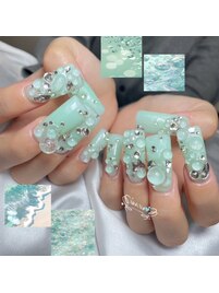 ミントバブルネイル