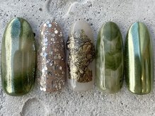 フリークネイル(FREAK Nail)/グリーンミラーニュアンス¥10000