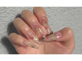 お花柄　春ネイル　入学式ママ