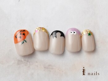 アイネイルズ 横浜EAST店(I-nails)/かぼちゃハロウィンラメフレンチ