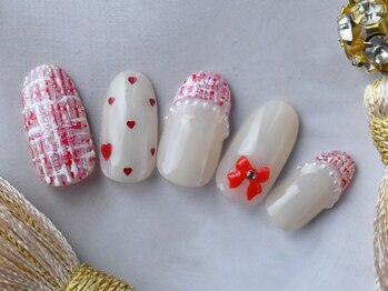ネイルサロンアンドスクール ミュー(Nail Salon & school mieux)/めちゃかわツイードピンクネイル