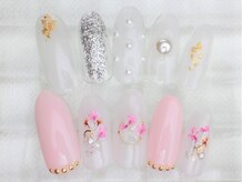 ネイルサロン あかねいろ/春夏　ニュアンス　押し花　桜