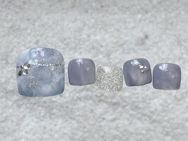 アイスブルー×銀箔ニュアンス