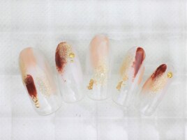 秋冬　ニュアンス　フレンチ　箔