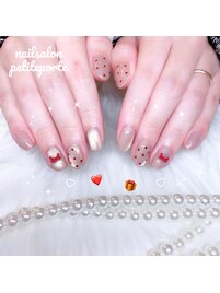 ハートドットちゅるんネイル♪