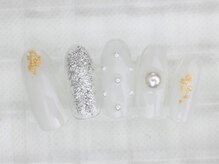 ネイルサロン あかねいろ/春夏　ニュアンス　パール　箔