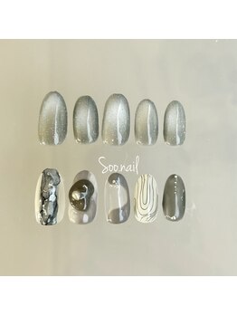 ソーネイル(Soo.nail)/10月定額ネイルアシメデザインB