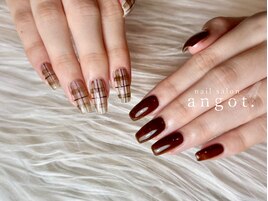 オータムアシメチェックネイル