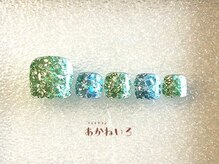 ネイルサロン あかねいろ/夏色　グリッターフットネイル