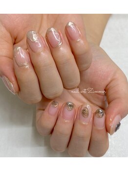 ネイルアート ジマー/クリアニュアンスのちぐはぐ
