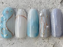 フリークネイル(FREAK Nail)/流れ星もやもやアート ¥12000