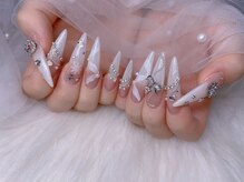 スノーネイルサロン 新宿店(Snow nail salon)/カラグラ雪の結晶リボン