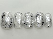 ネイルメゾン 天神店(NAIL MAISON)/シルバーラメぷっくり星¥4550
