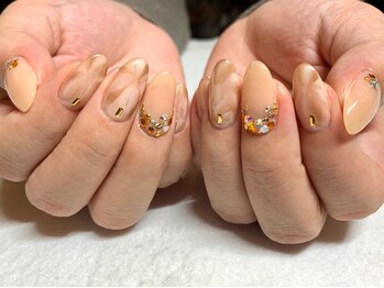 サロンドフォーエイチ(salon de 4H)/ブラウンな大理石ネイル☆