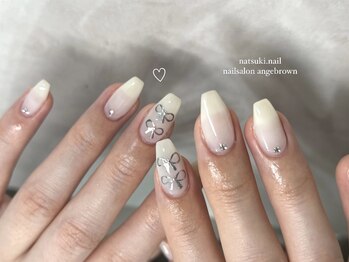 アンジュブラウン(angebrown)/リボンアートnail【057】