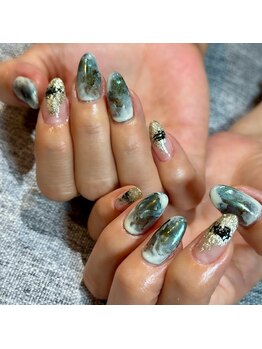 大理石風ネイル