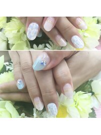 くすみブルー♪ツイード柄