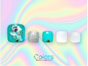 カラーズ荻窪 ネイルラウンジ(Colors Ogikubo Nail Lounge)/ターコイズブルー×シェルアート