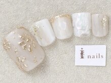 アイネイルズ 三宮店(I nails)/ミラーフラワーネイル￥8000