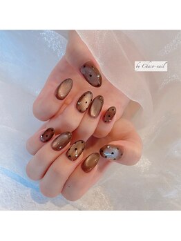 チャコネイル(chaco-nail)/ブラウンマグネット・ドット柄