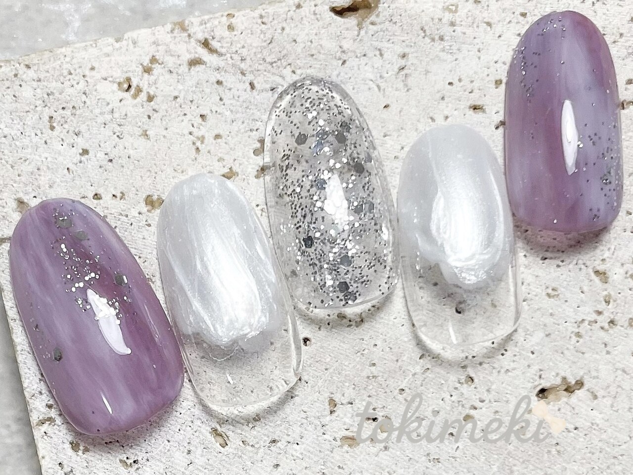 くすみパープル塗りかけネイルチップ ふんわりくすみパープルのマットネイル- ネイルチップ(つけ爪)専門店