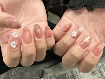 レアネイル(Lea nail)/ピンクニュアンス×フラワー