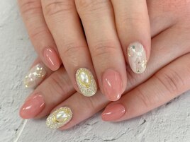 【森】キラキラ大理石ネイル