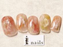 アイ ネイルズ 天神店(I nails)/もやもやちゅるんオレンジ¥6500