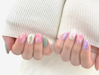 大理石風◇ちぐはぐ春ネイル