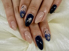 【春井】ネイビー×花