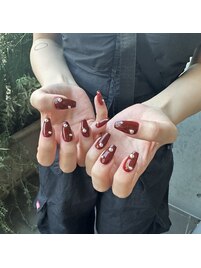 ワンカラーネイル＋パーツ