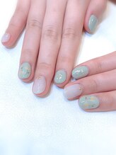 ハーティーネイル hearty nail 溝の口店/くすみカラー×お花ネイル