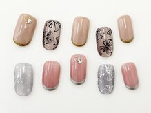 ネイルサロンクイール 宇都宮店(NAIL SALON QUILL)/スキニーフレンチ×花柄ネイル