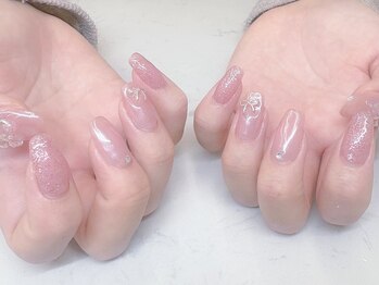 フォフォネイル 自由が丘(Fofo nail)/【ピンク×リボンネイル】