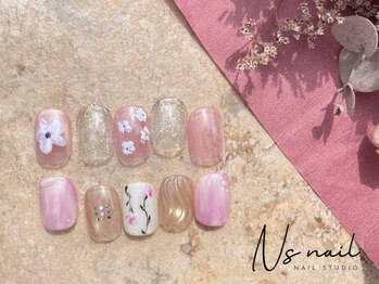 エヌズネイル 三鷹駅前北口店(n’s nail)/ちゅるん花design 定額8600/9600