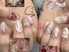 ガーリーネイル　ピンク
