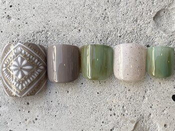フリークネイル(FREAK Nail)/グレージュモロッコ柄FOOT¥12000