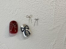 デューネイルスタジオ(dew nail studio)/ワイヤー ぷっくりリボンネイル