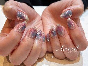 アクイユ 銀座店(ACCUEIL)/ブルー桜ネイル
