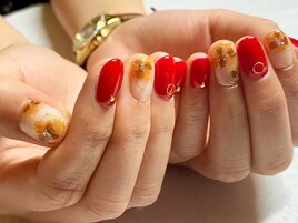 べっ甲フラワーネイル