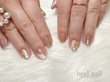 ヒールネイル(heal nail)/グレージュ×magnet×parts～