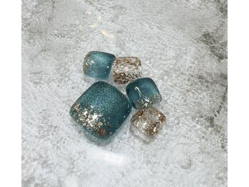 アンドネイルアンドビューティー(&NAIL and Beauty)/フットマグネットラメネイル