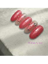 ユウネイル(YOU由NAIL)/乳白色×桃色チークの純欲ネイル