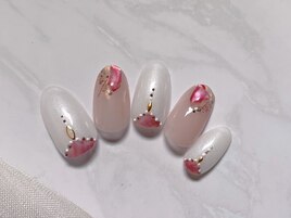 ピンク×エスニックネイル