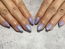 パープル×チェックネイル